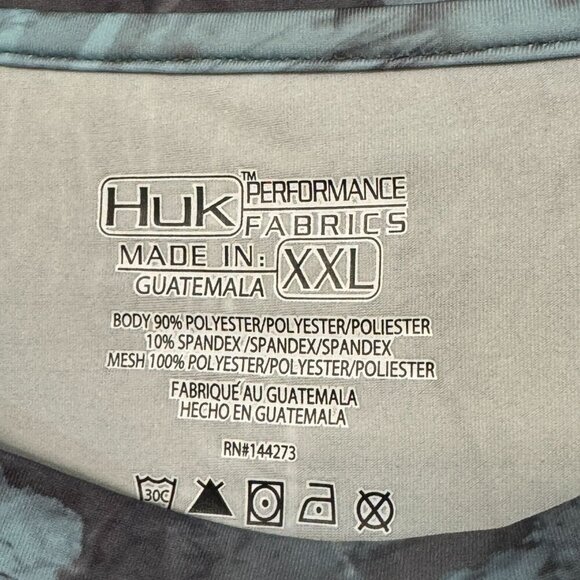 Huk Performance Fishing Long Sleeve XXL Shirt Blue Gray Camouflage Moisture-Wick - Picture 6 of 10